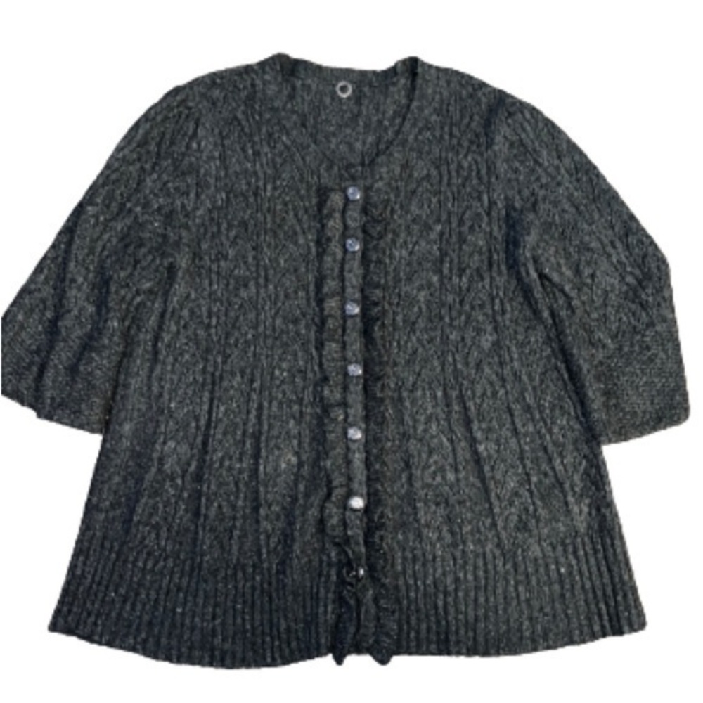 One Girl Who charcoal gray button closure sweater size L